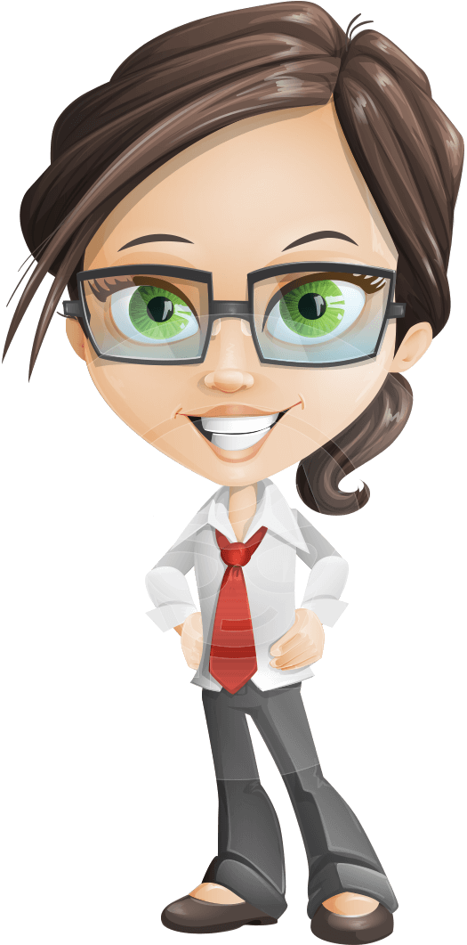 Woman Vector Female Cartoon Character - Nikki The Cute Geeky (612x1060), Png Download