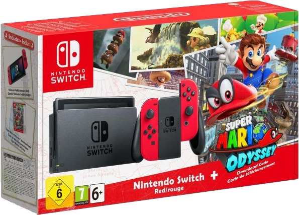 Nintendo Switch Super Mario Odyssey Bundle Console - Nintendo Switch Mario Odyssey Bundle (602x426), Png Download