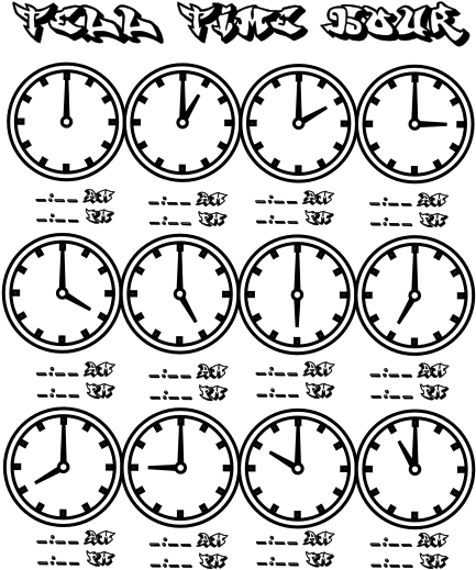Tell Time Clock Hour Chart At Coloring - Clock Time For Kids (463x599), Png Download