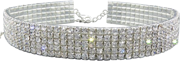 Rhinestone Jewelry, Silver Necklaces, Silver Choker (600x600), Png Download