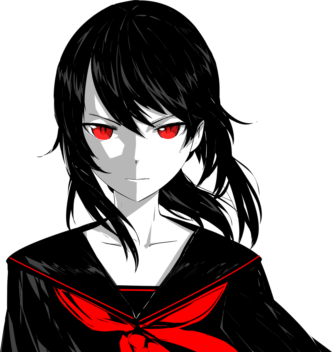 Yanderedev В Twitter - Yandere Chan Black And White (1133x1200), Png Download