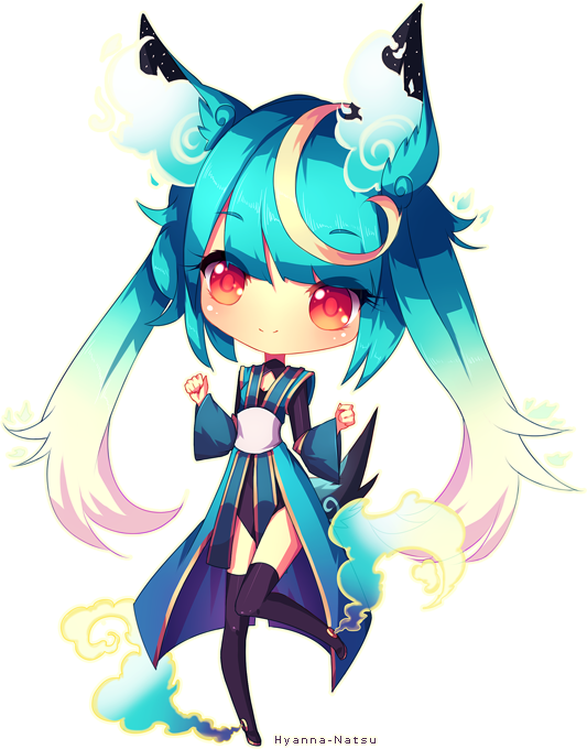 Azuko By Hyanna-natsu On Deviantart - Anime White Wolf Chibi (533x680), Png Download