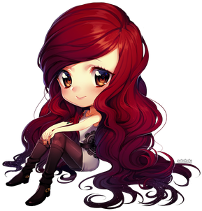 Chibi Girl Red Hair (300x312), Png Download