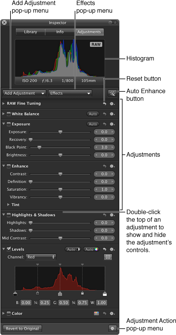 Controls In The Adjustments Pane Of The Inspector Hud - Thumbnail (614x1148), Png Download