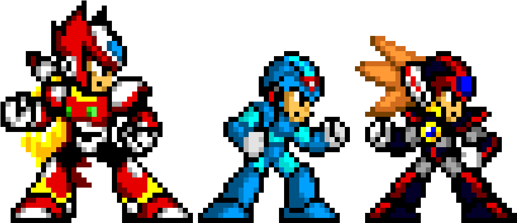Megaman X Protagonists - Megaman X Pixel Art (1060x480), Png Download