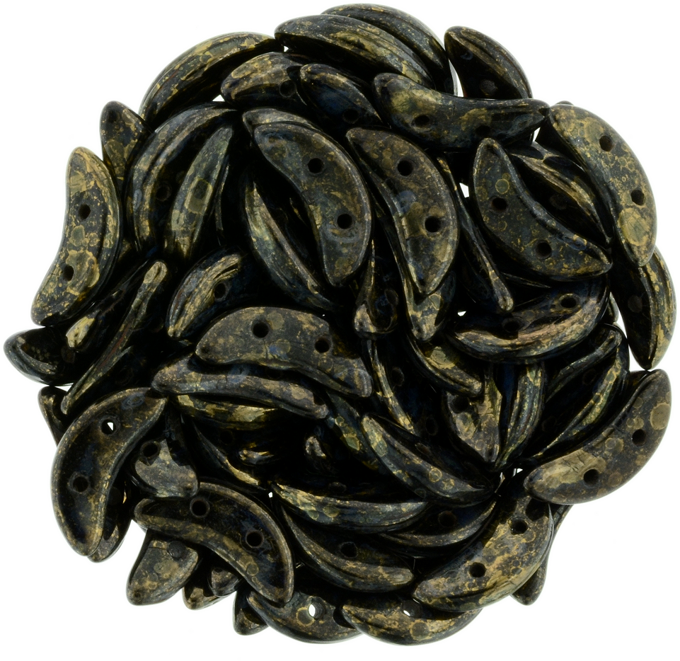 Czechmates 3x10mm Two Hole Crescent Jet Bronze Picasso - Bead (961x934), Png Download