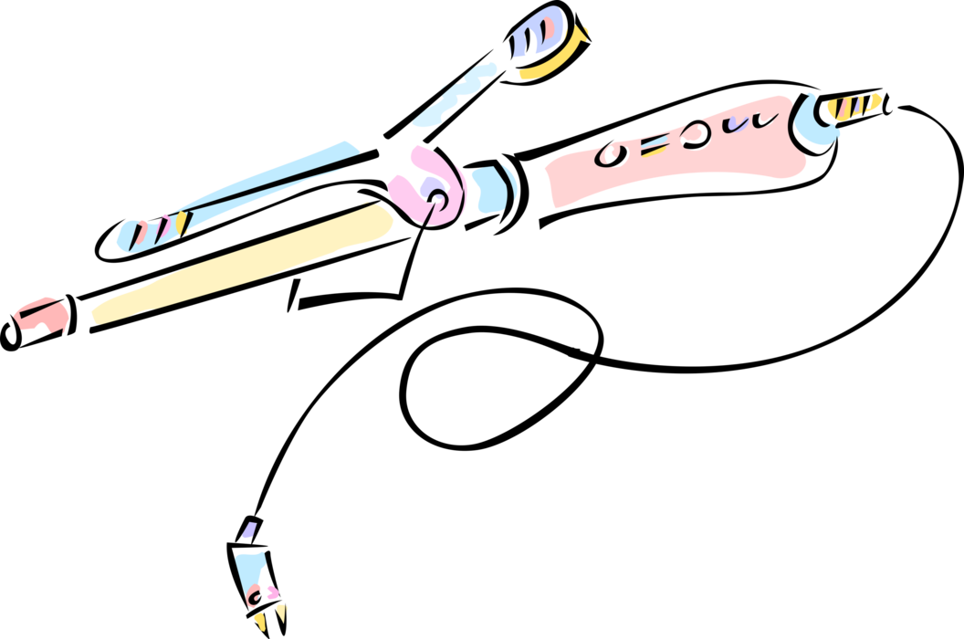 Vector Illustration Of Electric Hair Iron Or Curling - Curling Iron Clipart (1056x700), Png Download