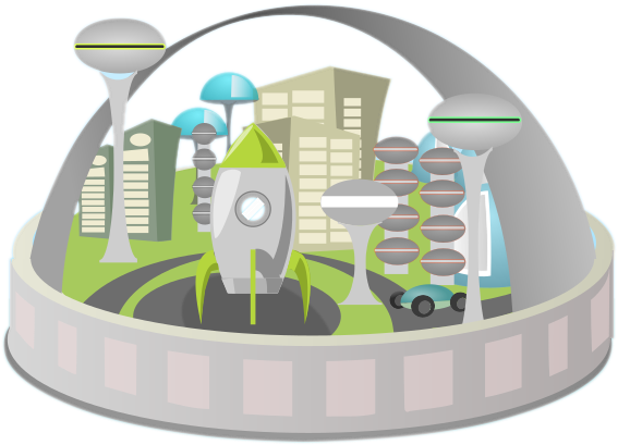 Futuristic Clipart Future City - Future City Clip Art (614x481), Png Download