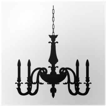 Chandelier Lamp Outline Vector Silhouette Poster • - Chandelier (400x400), Png Download