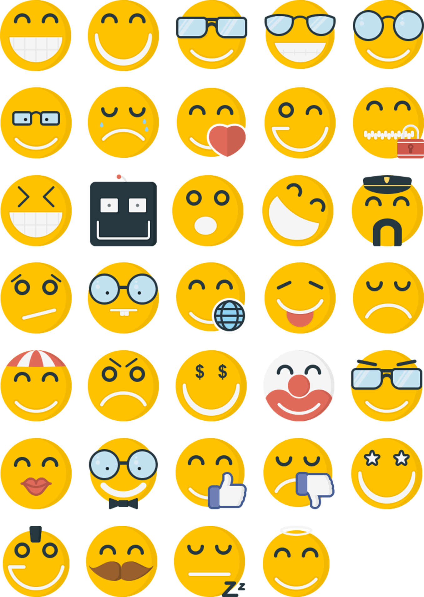 Flat Emoticons Icons (1356x1909), Png Download