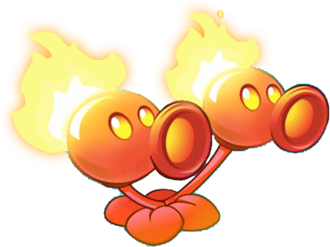 Twin Fire Pea - Cartoon (468x351), Png Download