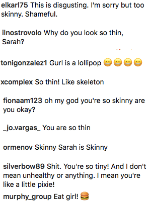 Negative Comments On Sarah Hyland's Instagram Post - Negative Body Image Instagram Comments (296x406), Png Download