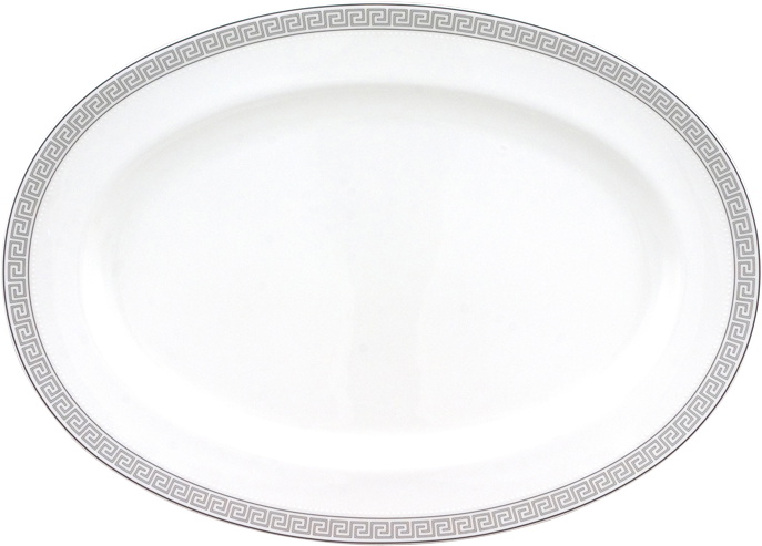 Greek Key Oval Platter 14-1/4" - Plate (720x720), Png Download