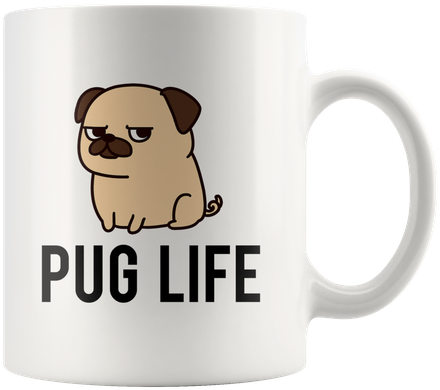 Pug Life Coffee Mug, Pug Dog Mugs, 11 Oz Mug-dog Animal - Text Red (450x450), Png Download