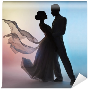 Wedding Couple Silhouette Groom And Bride On Colors - Wedding Couple Silhouette (400x400), Png Download