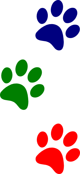 Paws Green Red Blue - Blue And Red Paws (276x599), Png Download