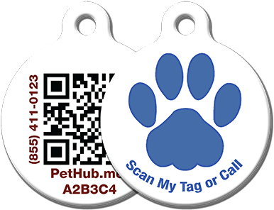 Qr Digital Dog & Cat Id Tag Blue Paw - Pethub.com (400x400), Png Download