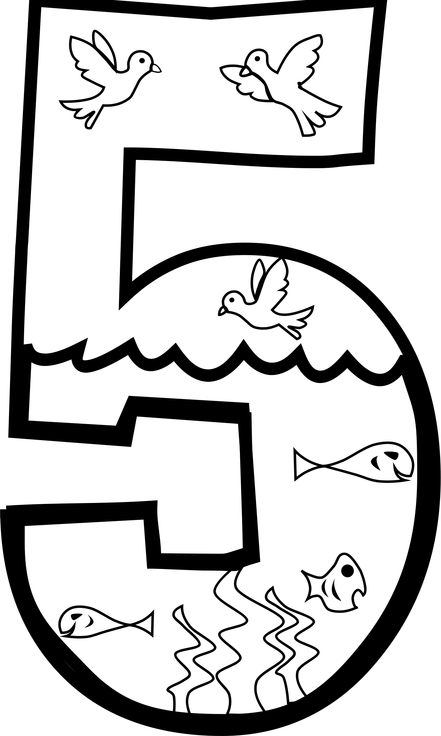 Clipart Creation Day 5 Coloring Page - Creation Day 5 Coloring Page (1428x2385), Png Download