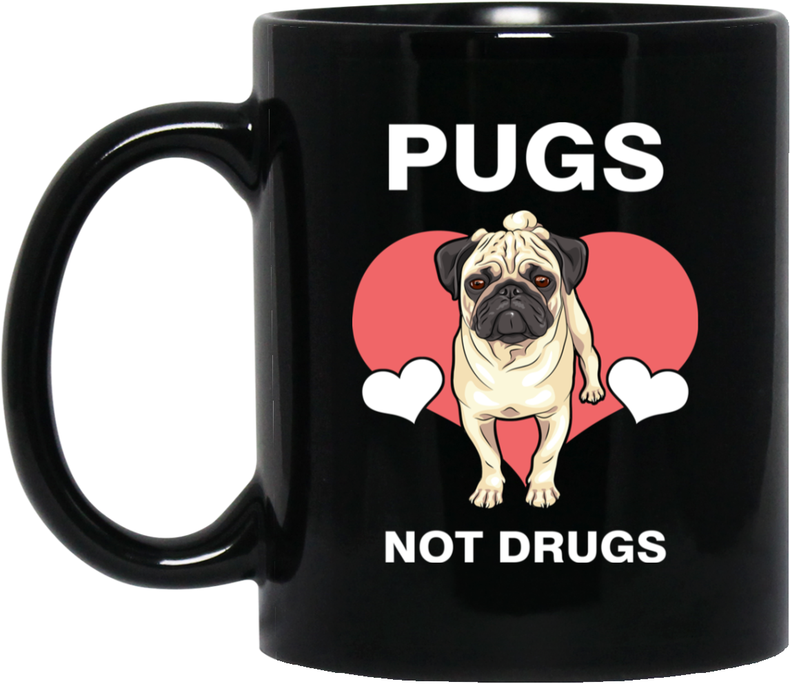 Dog Lovers Gift Love Pugs Not Drugs 11 Oz Black Mug - Resting Witch Face Disney (1155x1155), Png Download