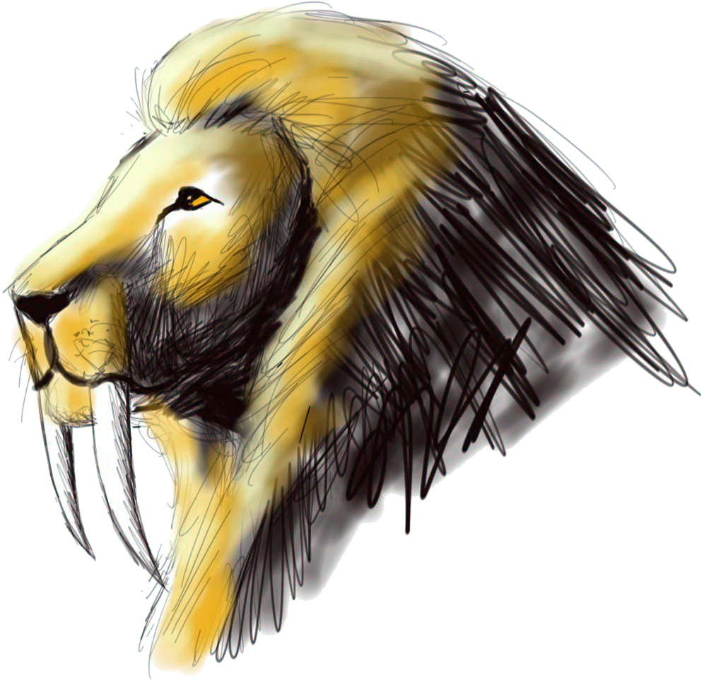 Sabertooth Lion Sketch By Dweran-d5fa2d8 - Saber Tooth Lion Drawings (1216x1024), Png Download