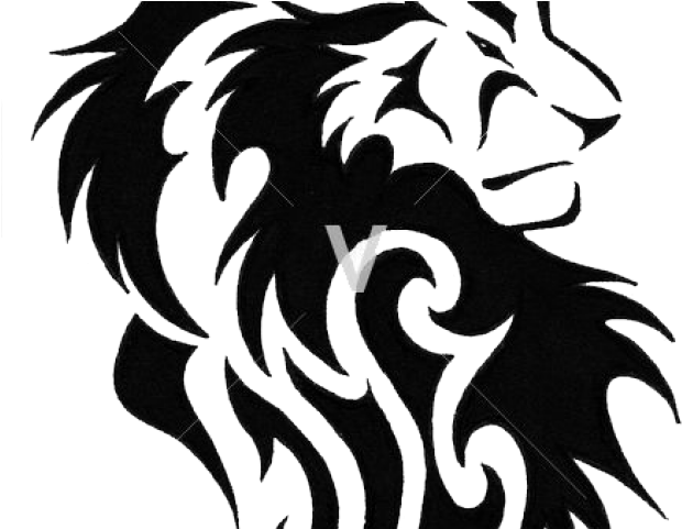 Lion Tribal Tattoo (640x480), Png Download