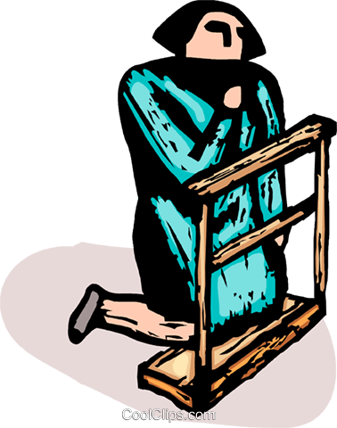 Woman On Her Knees Praying In Church Royalty Free Vector (378x480), Png Download