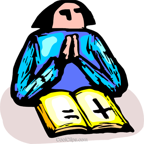 Woman Reading The Bible And Praying Royalty Free Vector - Illustration (480x479), Png Download