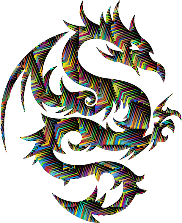 Sleeve Tattoo Dragon Tribe Flash - Tribal Dragon (612x750), Png Download
