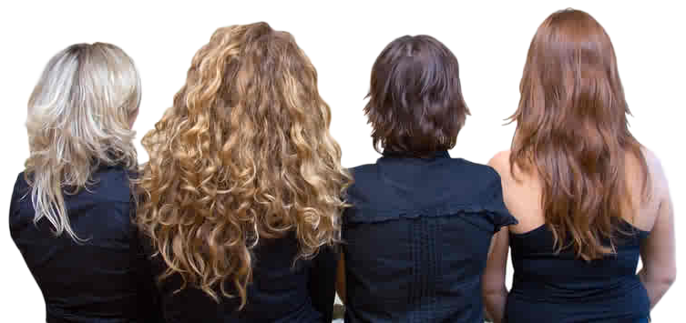 4 Women Different Hairstyles - Human Hair Color (789x362), Png Download