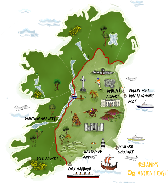 Explore The Region - Irelands Ancient East Map (638x586), Png Download