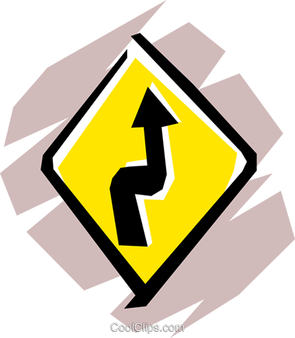 Winding Road Sign Royalty Free Vector Clip Art Illustration - Clip Art (418x480), Png Download