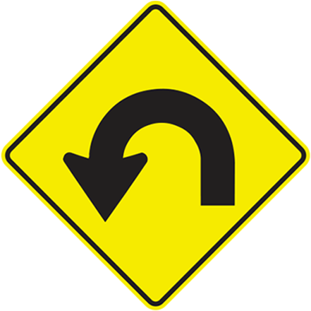 Left Horseshoe Curve - Steep Crest Or Hump Ahead Sign (500x500), Png Download