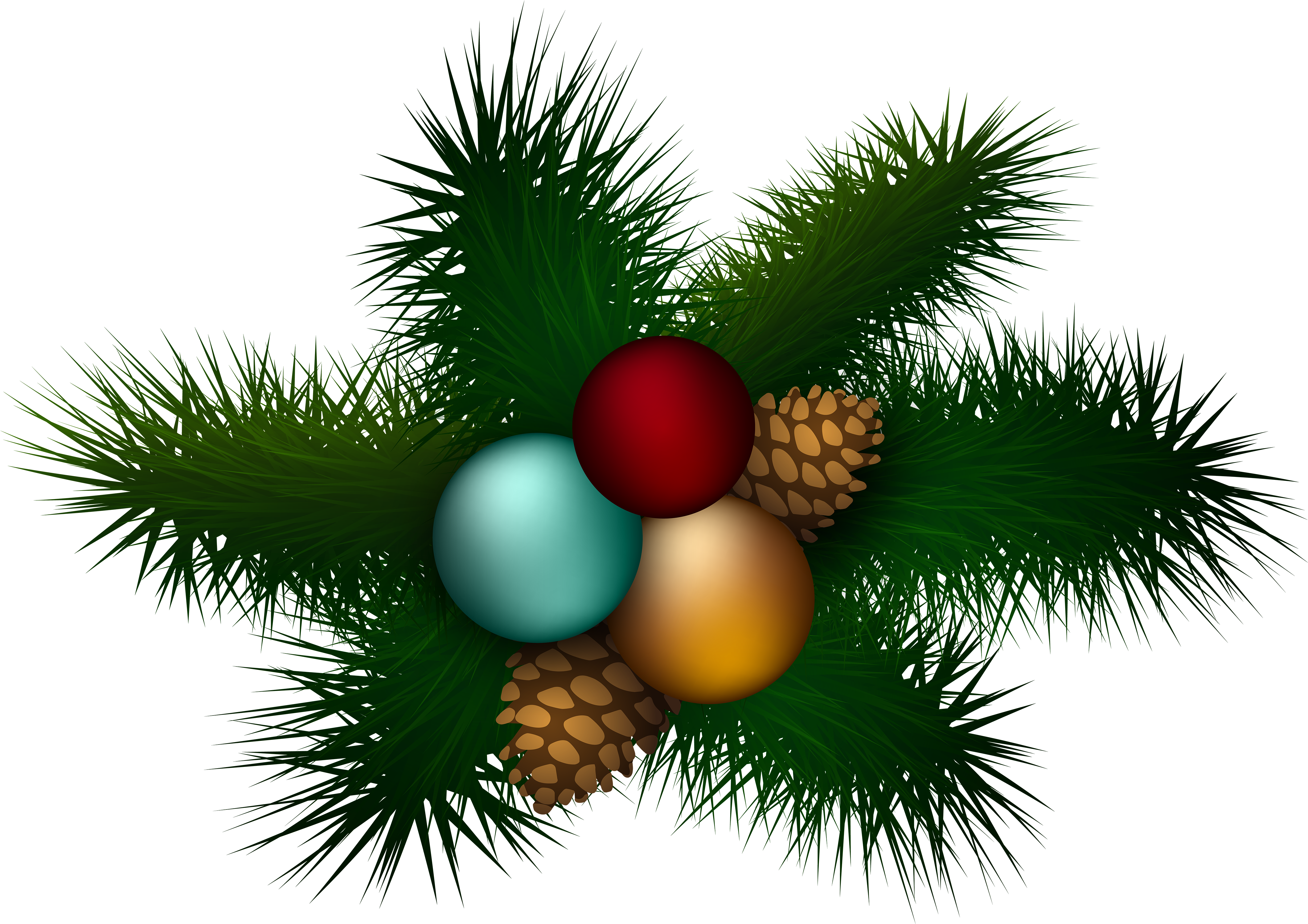 Christmas Pine Decoration Png Clip Art - Clip Art (5000x3531), Png Download