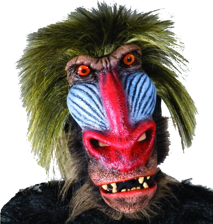 Baboon Moving Mouth Mask - Baboon Halloween Adult Latex Mask (702x757), Png Download
