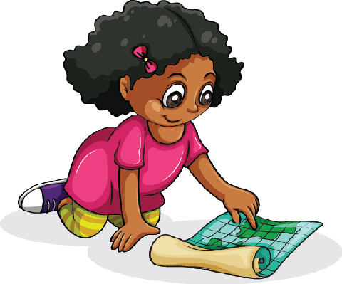 Young Girl Studying - Black Girls Studying Cartoon (480x399), Png Download