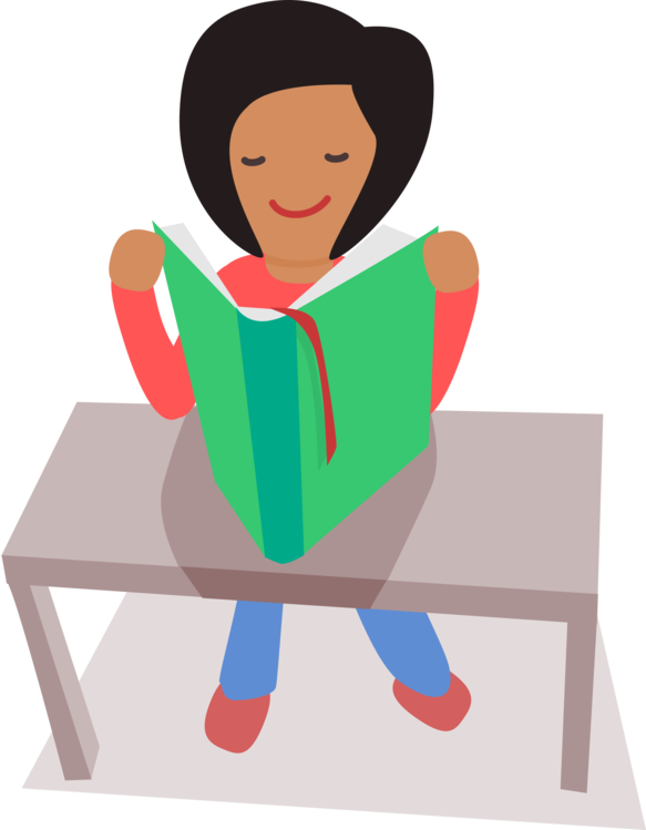 Child Book Illustration Reading Woman - Read Novel Clipart (583x749), Png Download