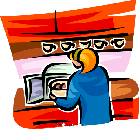 Woman Cooking In The Microwave Royalty Free Vector - Food (480x445), Png Download
