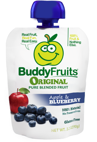 Product Image - Buddy Fruits Pure Blended Fruit To Go, Apple And Blueberry (333x500), Png Download