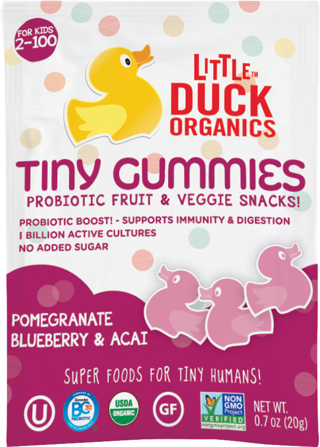 Our Single Serve, Duck Shaped Pomegranate, Blueberry - Little Duck Organics Pomegranate Blueberry & Acai (1243x1628), Png Download