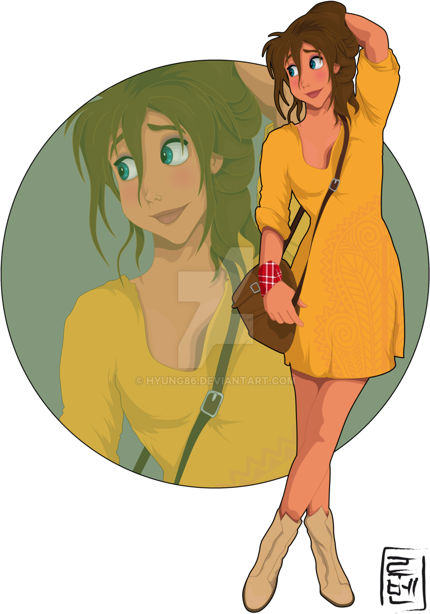Disney Characters College Clipart Tarzan Rapunzel Elsa - Disney Characters As College Students (900x1273), Png Download