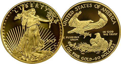 Proof American Eagle Gold Coins - Gold Coins (500x269), Png Download
