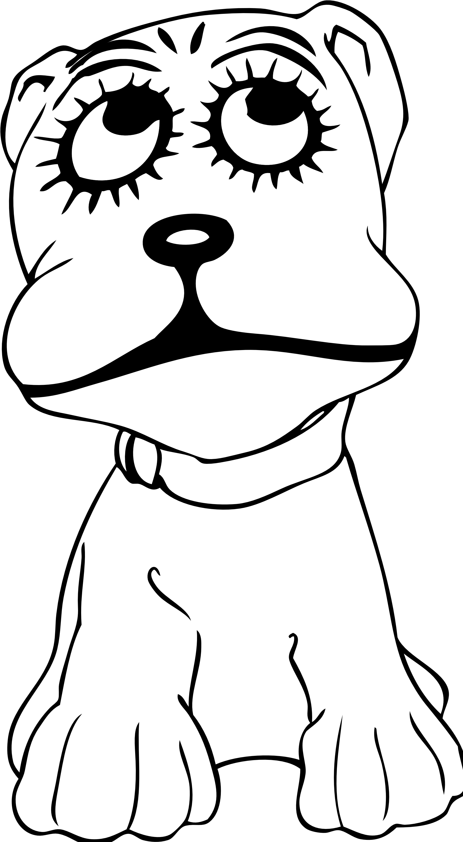 Black And White Dog Clipart Group Banner Stock - Cartoon Dog Shower Curtain (1969x3547), Png Download