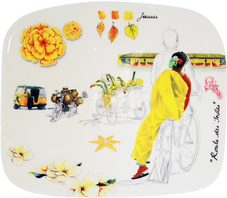 1 Organic Square Plate, Medium - Gien Route Des Indes Gourmet Platter, Medium (869x869), Png Download