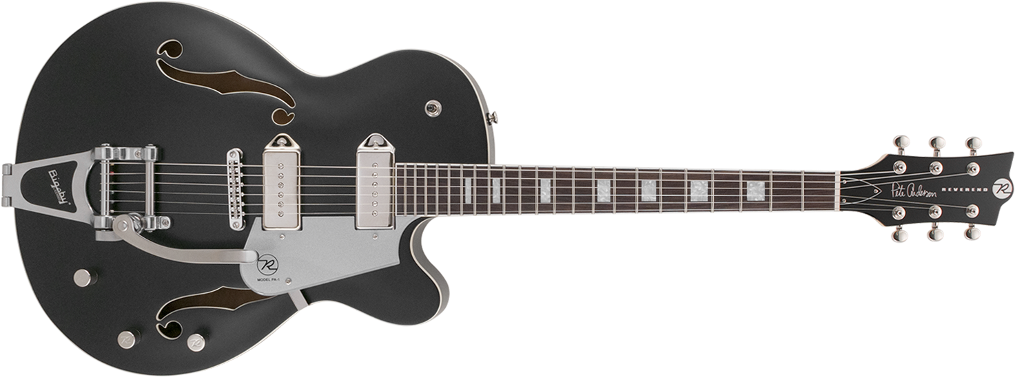 Satin Black - Reverend Guitars Pete Anderson Pa-1 Signature Hollowbody (1880x550), Png Download