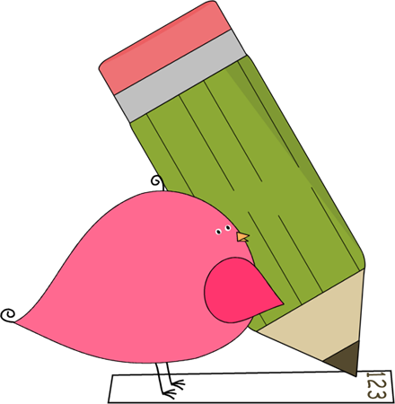 Cute Clipart Writing - Bird Writing Clipart (440x450), Png Download