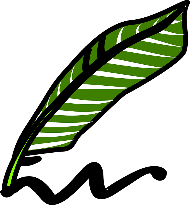 Quill Clipart Writing - Green Feather Pen Art (665x720), Png Download