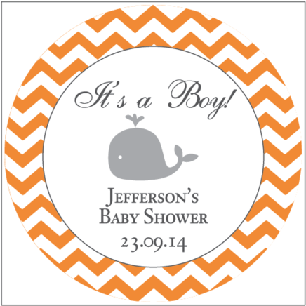 Chevron & Whale Boy Baby Shower Favour Personalised - Sticker Para Baby Shower De Niña (480x466), Png Download