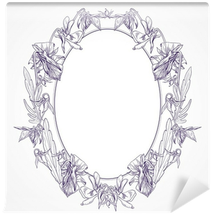Vector Vintage Oval Frame Made Of Pansies Wall Mural - Stock Illustration (400x400), Png Download