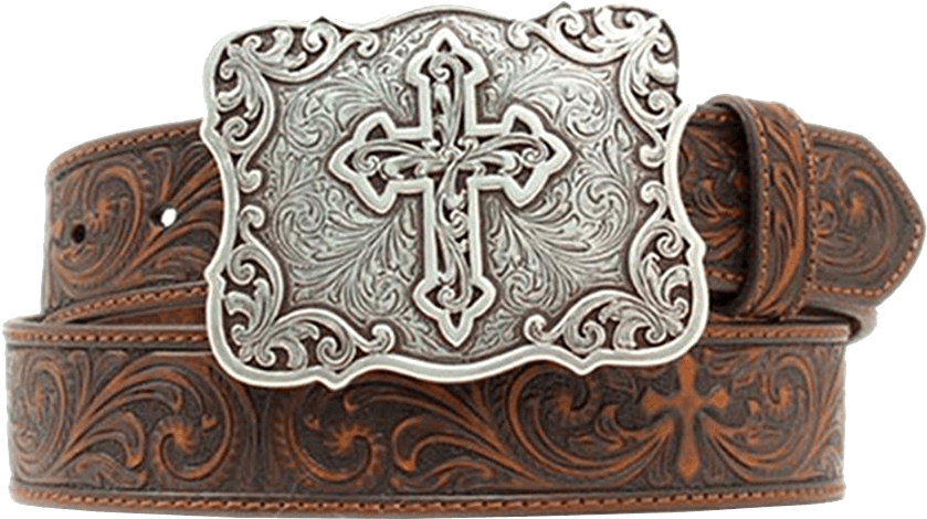 Nocona Women's Embossed Leather Cross Buckle Belt Brown (924x1000), Png Download