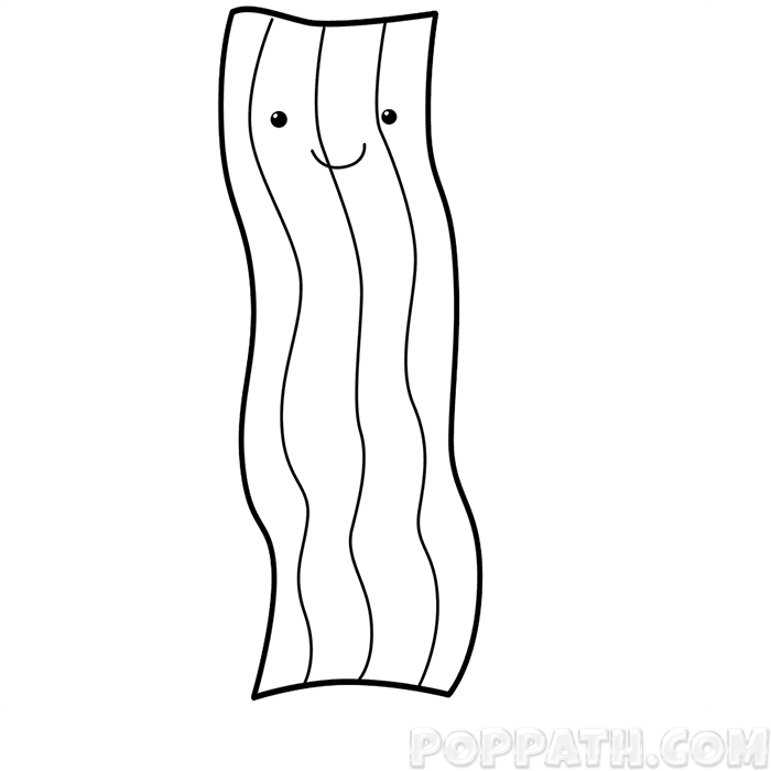 Erase All Previous Guidelines, And Color In Your Happy - Bacon How To Draw (800x800), Png Download